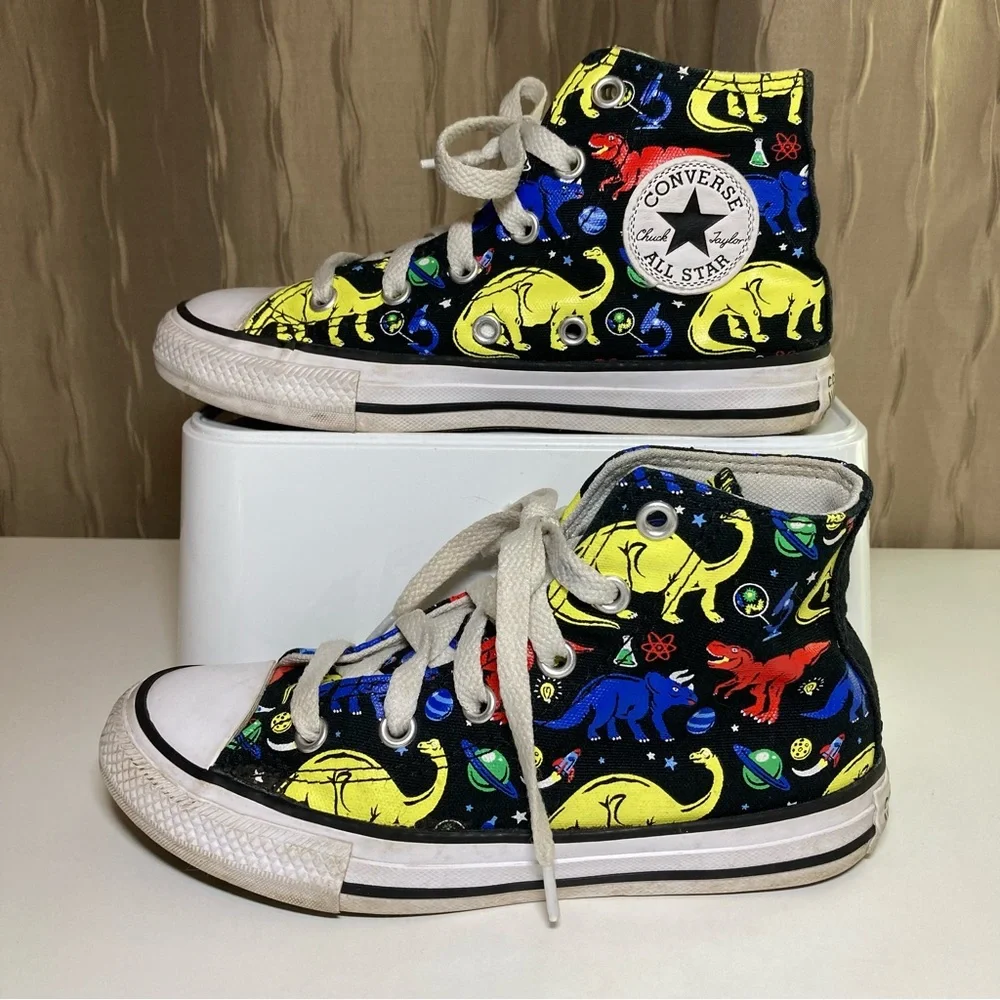 Converse Chuck Taylor All Star Junior Kid's 13 Black Dino High Tops Lace Up